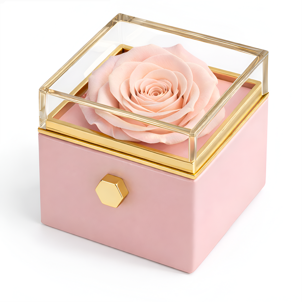 Caja de Rosa Eterna | Rosa Real y Collar Personalizado en Oro 18k
