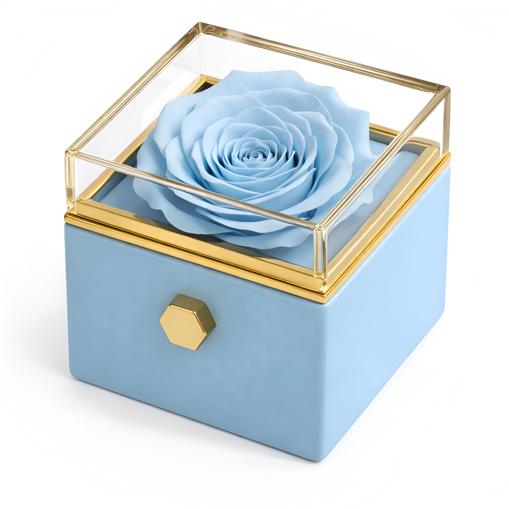 Caja de Rosa Eterna | Rosa Real y Collar Personalizado en Oro 18k