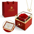 Caja de Rosa Eterna | Rosa Real y Collar Personalizado en Oro 18k