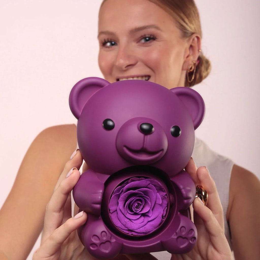 Eternal Rose Bear & Personalized Necklace