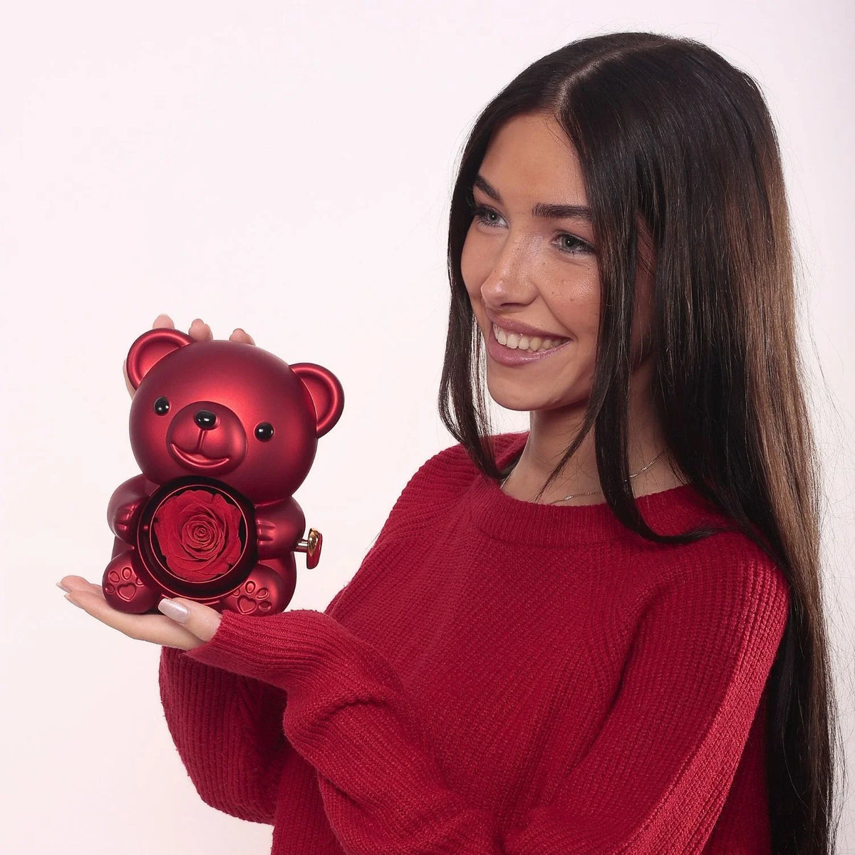 Eternal Rose Bear & Personalized Necklace